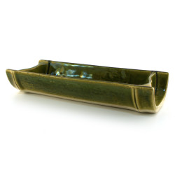 Japanese green rectangular plate ceramic 18-21-37E