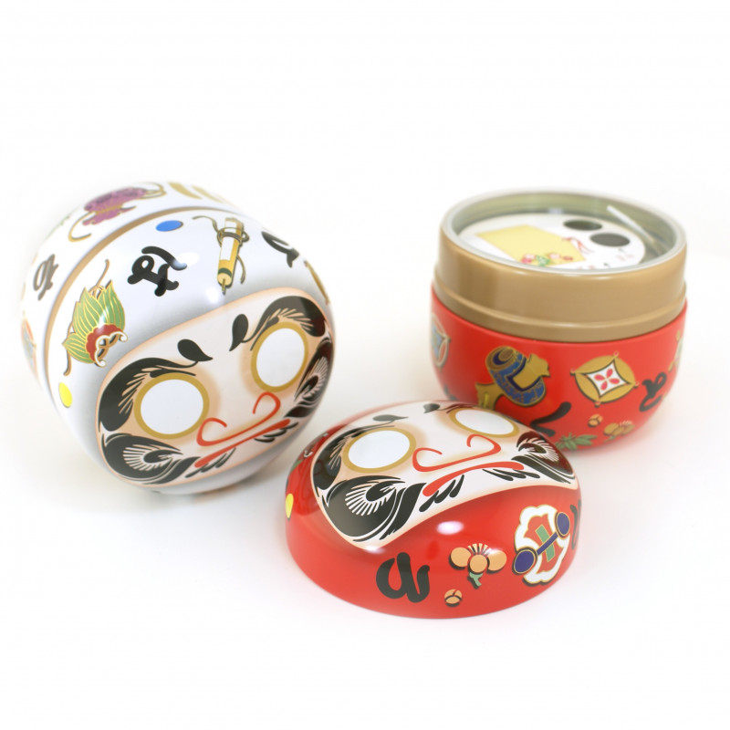 boîte à thé rouge japonaise Daruma