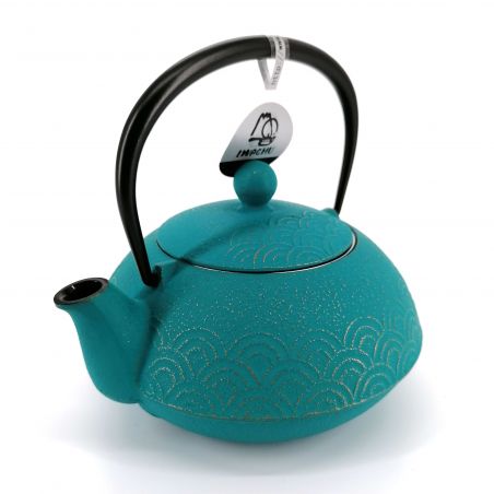 Japanese cast iron teapot - IWACHU SEIGAIHA - 0.65 lt - golden blue