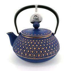 Japanese cast iron teapot - IWACHU KIKKO - 0.65 lt - golden blue