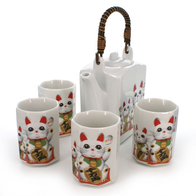 Set da tè giapponese - 1 teiera e 4 tazze, NEKO, Manekineko