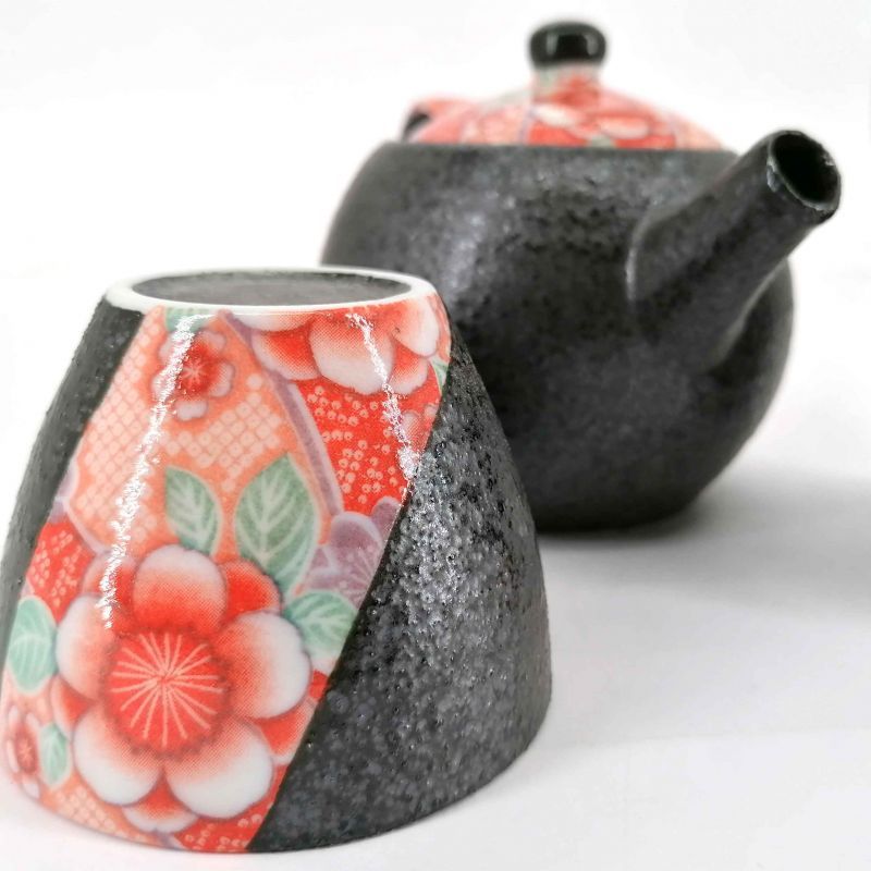 Servizio da tè, teiera rotonda in ceramica con filtro estraibile e