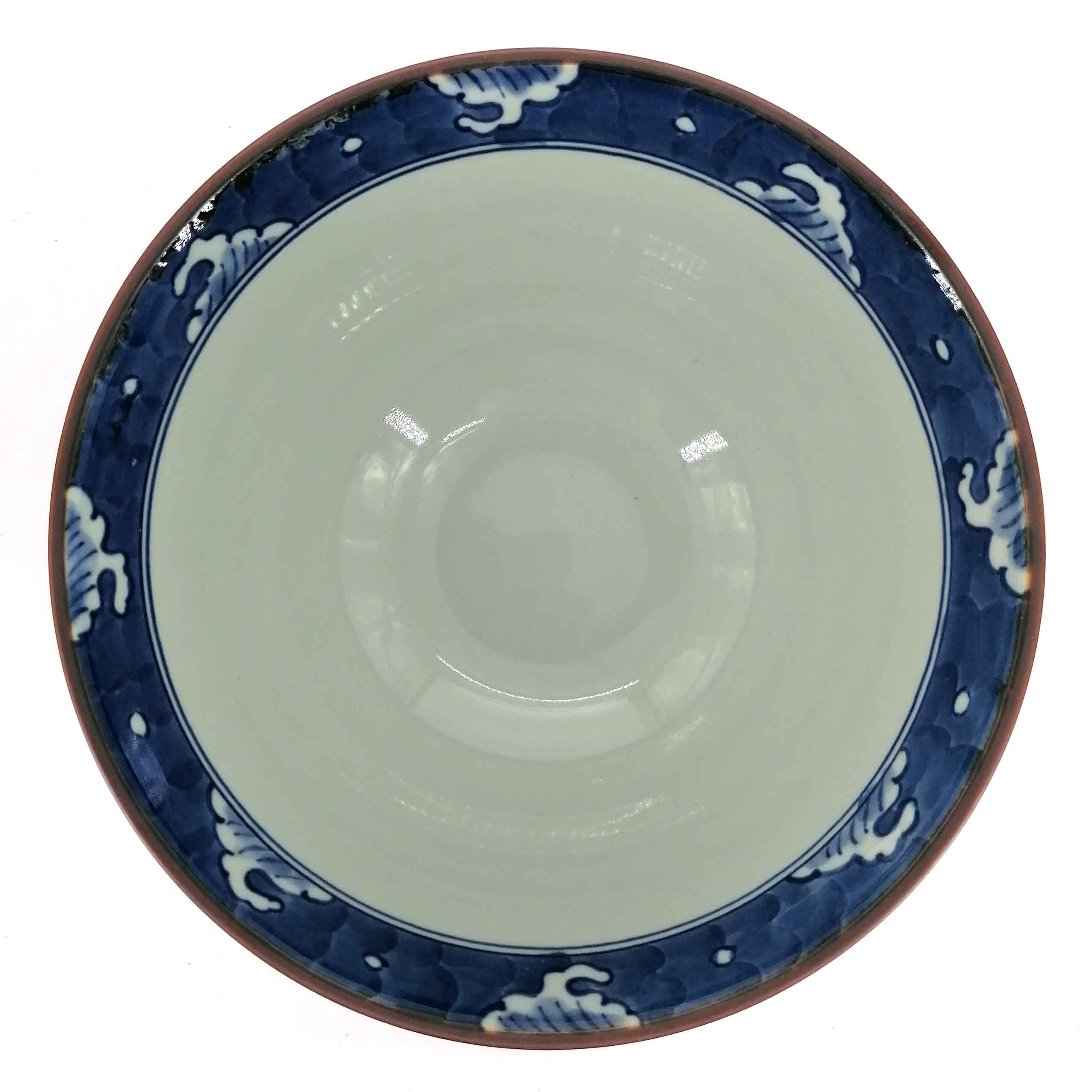 Pequeño cuenco de cerámica japonesa para ramen, azul verdoso oscuro, dibujo  de olas e igeta, NAMIGETA