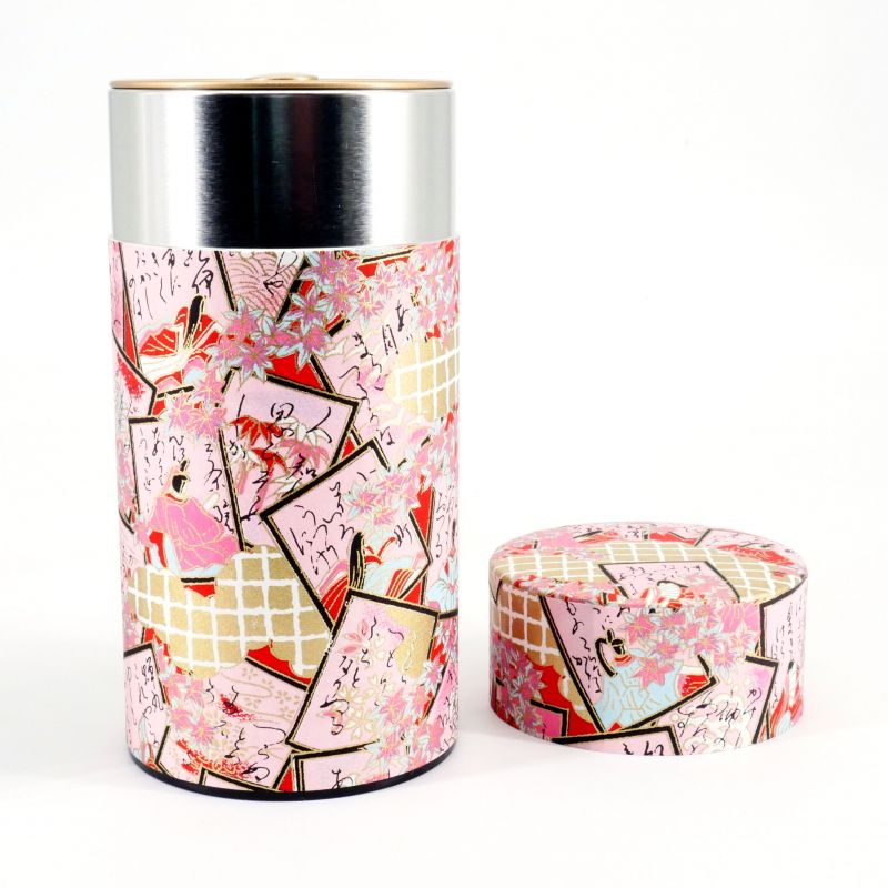 Pink Japanese tea box in washi paper - HANAFUDA - 200gr