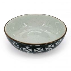 Japanese ceramic ramen bowl, blue and white, various floral patterns - IROIRONA HANA