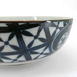 Japanese ceramic ramen bowl, blue and white, various floral patterns - IROIRONA HANA