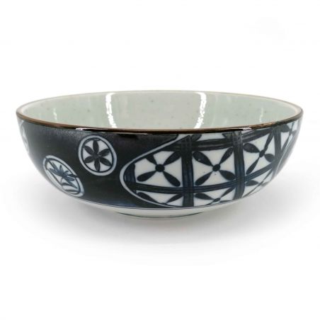 Cuenco japonés de cerámica para ramen, azul y blanco, KARAKUSA