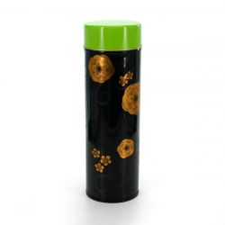 Japanese black and green metal tea caddy - KAKYOKU - 150gr