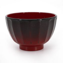 Japanese black and red bowl duo in imitation wood resin - KIKUBORI BOKASHI - 10.9cm