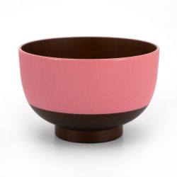 Set of 4 Japanese white, pink yellow and blue bowls in imitation wood resin - KYOGATA - 10.7cm