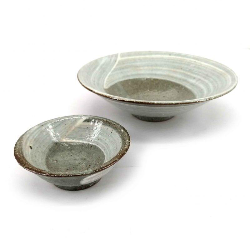 Piatto rotondo in ceramica con contenitore salsa per tempura - ENKEI