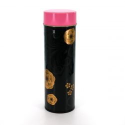 Japanese black and pink tea caddy in metal - KAKYOKU - 150gr