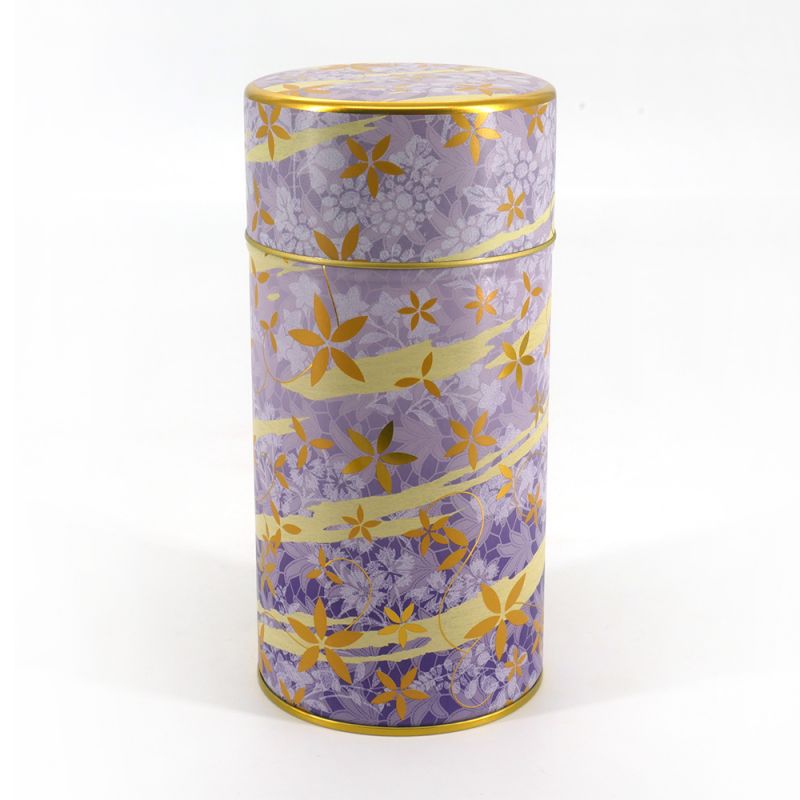 Japanese purple metal tea caddy - HANA ASOBI - 200gr