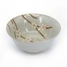 Set of 2 Japanese ceramic bowls beige and black - white petals - SAKURA