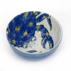 Set de 2 bols japonais en céramique bleu et rouge - motif crabes - KANI