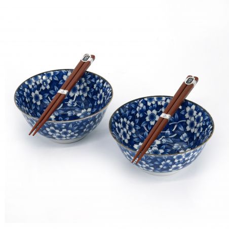 GANAZONO Juego de cuencos de cerámica para ramen japonés coreano, cuencos  de fideos grandes, cuencos de porcelana Pho cuencos de sopa con palillos