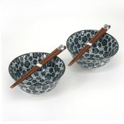 Set mit 2 japanischen Keramikschalen - KURO UME