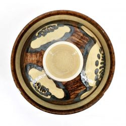 Japanese bowl with lid, brown and beige - HANA