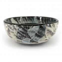 Small Japanese ceramic donburi bowl, black and white - HAKARI