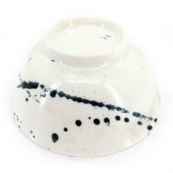 Bol à soupe japonais en céramique blanc et traits de pinceaux bleus - AOI SUPURASSHU - 15.5cm