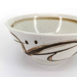 Japanese donburi bowl in beige ceramic with brown patterns - SENPU