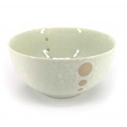 Bol donburi japonais en céramique blanc points beige - POINTO - 16cm