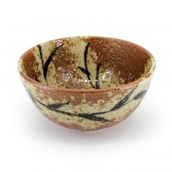 Bol donburi japonais en céramique marron motif bambou - TAKE - 15.5cm