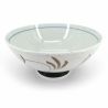 Japanese ceramic rice bowl, beige, brown arabesques - ARABESUKU