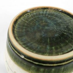 Ciotola di riso in ceramica giapponese, beige e verde - ORIBE