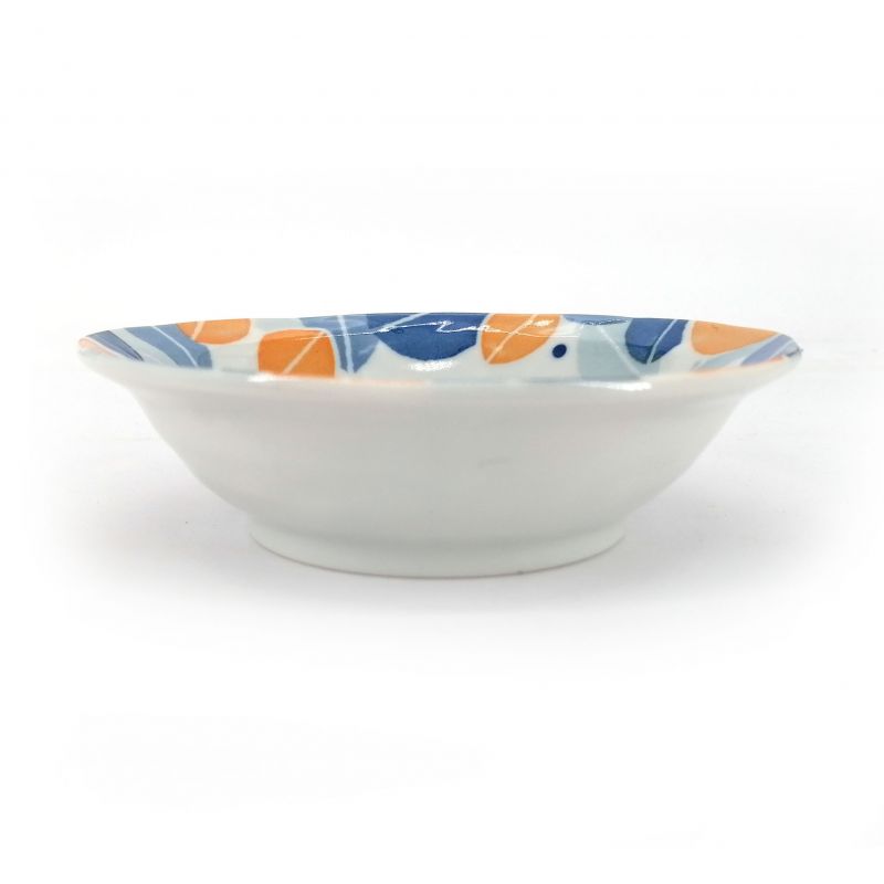 Japanese ceramic rice bowl, white and blue - FUKURO