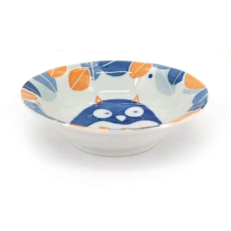 Japanese ceramic rice bowl, white and blue - FUKURO