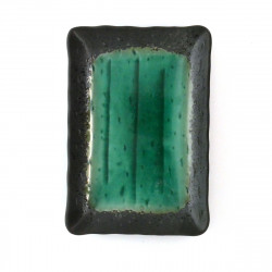 Japanese green plate rectangular ceramic 210-16-233