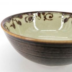 Japanese ceramic rice bowl, brown and beige - GYO