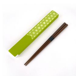 Boîte à repas Bento ovale japonaise verte + baguettes - WAKABA ASANOHA