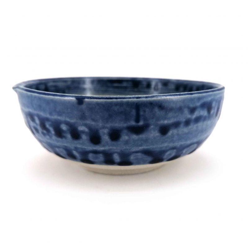 Small Japanese suribachi bowl in blue ceramic - SHITATARI