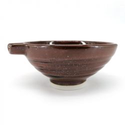 Small Japanese ceramic suribachi bowl with spout, brown - SHIMA