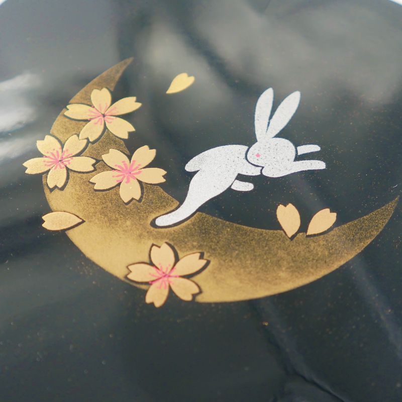 Japanische Bento-Brotdose mit schwarzen Kirschblüten, SHIKI NO UTA, Lunar Rabbit