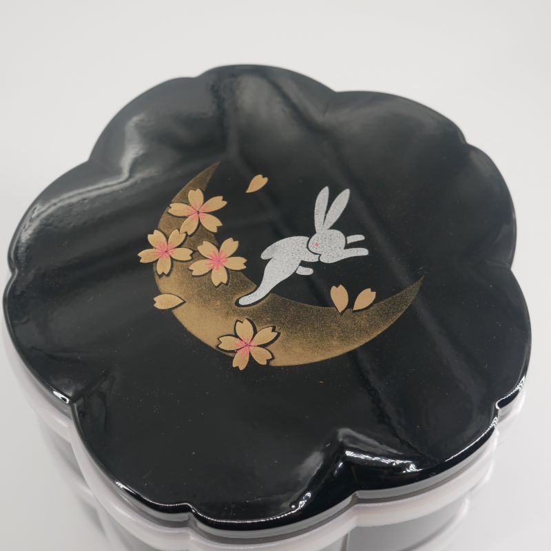 Fiambrera japonesa Bento con flor de cerezo negro, SHIKI NO UTA, Conejo lunar