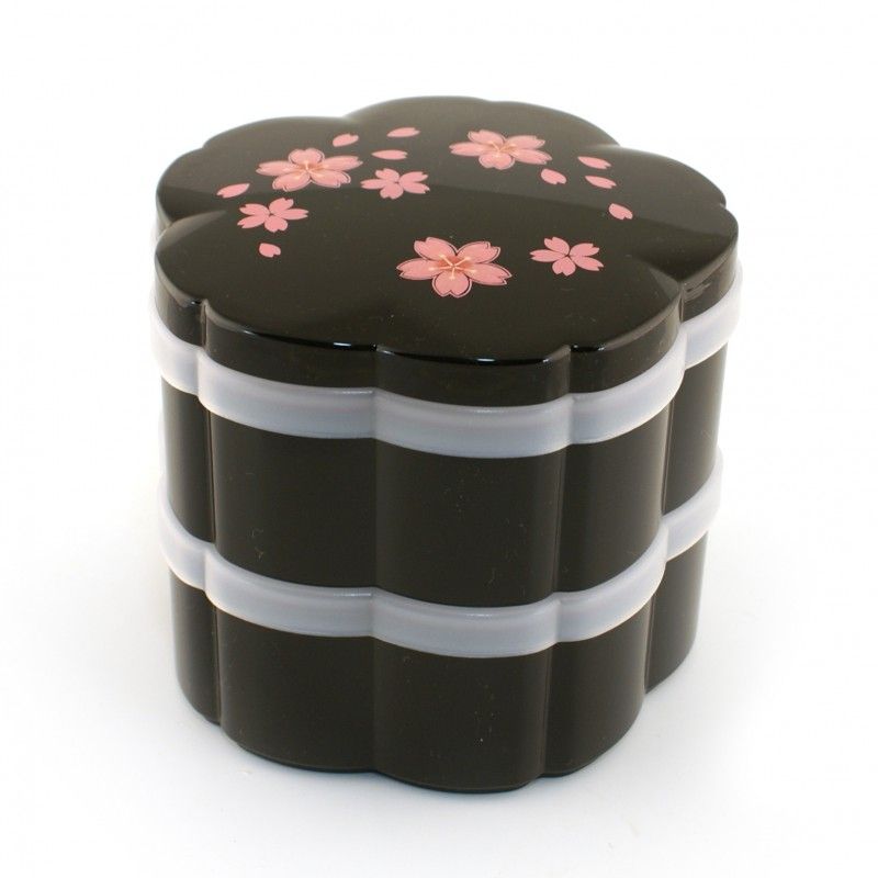 Fiambrera bento japonesa con flor de cerezo negro, MAISAKURA, flor de cerezo
