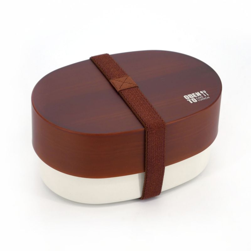 Boîte à repas Bento japonaise ovale marron couleur bois foncé - MOKUME - 13.6cm