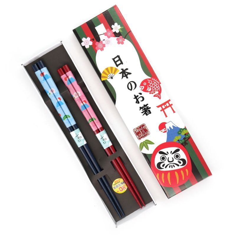 Set di bacchette rosse giapponesi TOMUSONBAKO SHICHI FUKUDARUMA