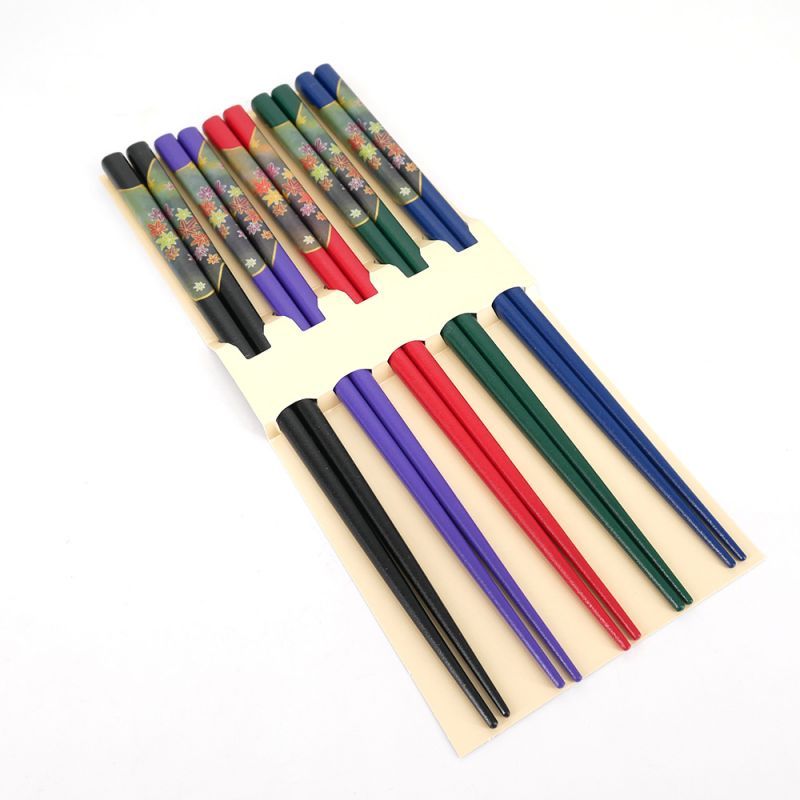 Conjunto de 5 pares de palillos japoneses azules - HASHI SETO