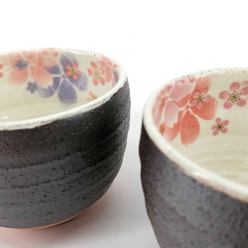 Japanese ceramic tea bowl duo - SAKURA KANDO