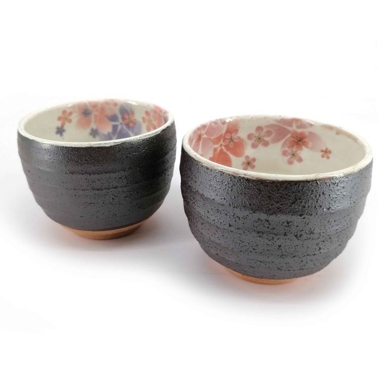 Japanese ceramic tea bowl duo - SAKURA KANDO
