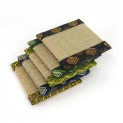 Petit dessous de plat tatami carré en goza 13 x 13 cm