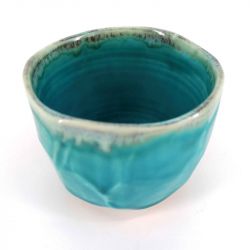 Ceramic bowl for tea ceremony, ocean blue - KAIYO