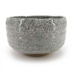 Ceramic bowl for tea ceremony, crackle enamel gray - WARETA