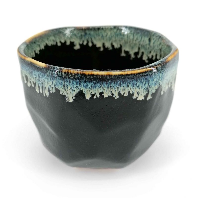 Ceramic bowl for tea ceremony, black edge infused paint - CHUNYU