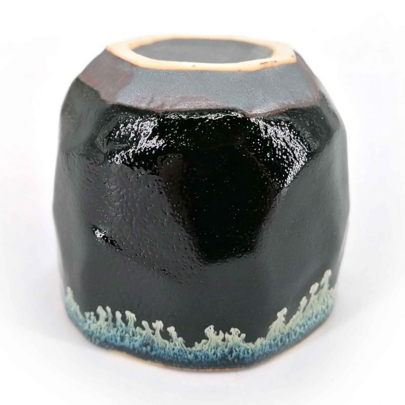 Ceramic bowl for tea ceremony, black edge infused paint - CHUNYU