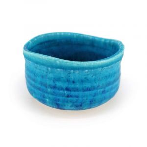 Japanese ceramic tea ceremony bowl, turquoise - TAKOIZU